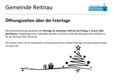 Öffnungszeiten über Weihnachten 2024